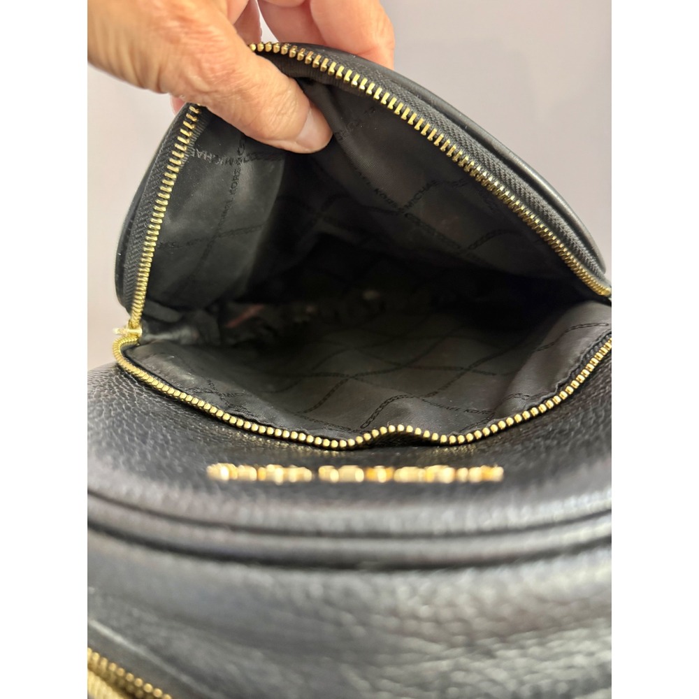 Michael Kors Abbey  Pebbled Leather Backpack Black Gold Collegiate Travel - Picture 11 of 11